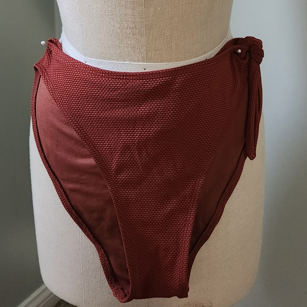 Rust Red High-Waisted Bikini Bottom
